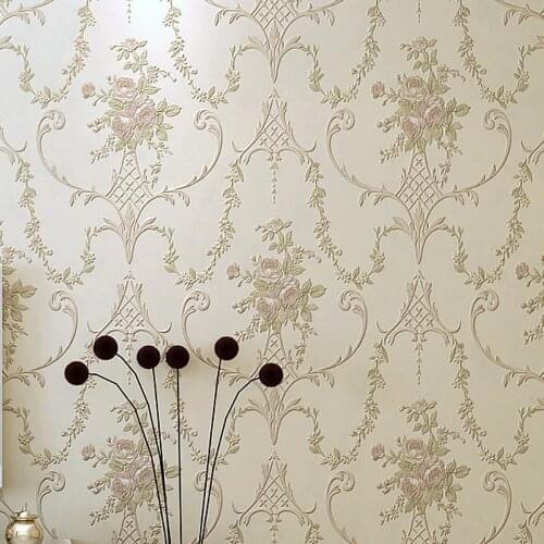 Beibehang European luxury fine imitation embroidery non - woven garden garden flowers 3D three - dimensional relief wallpaper