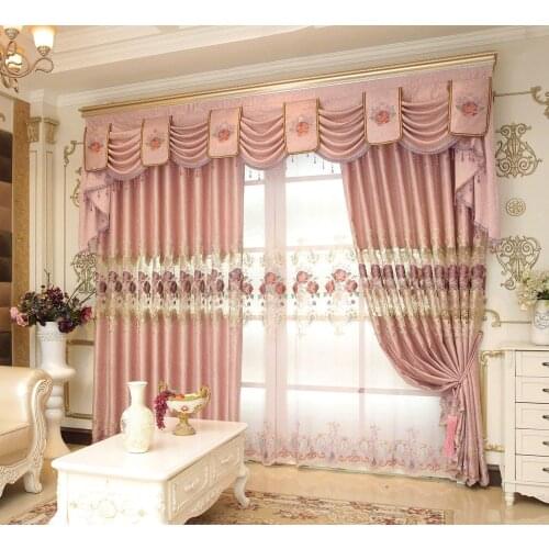 FYFUYOUFY Best seller European style embroidered curtain Retro court Hollow carved curtain living room Shading cloth curtain