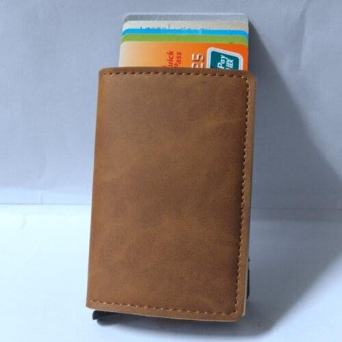 Hot Aluminum Wallet With Back Pocket ID Holder RFID Blocking Mini Magic Card Wallet Automatic Slide Credit Card Coin Purse