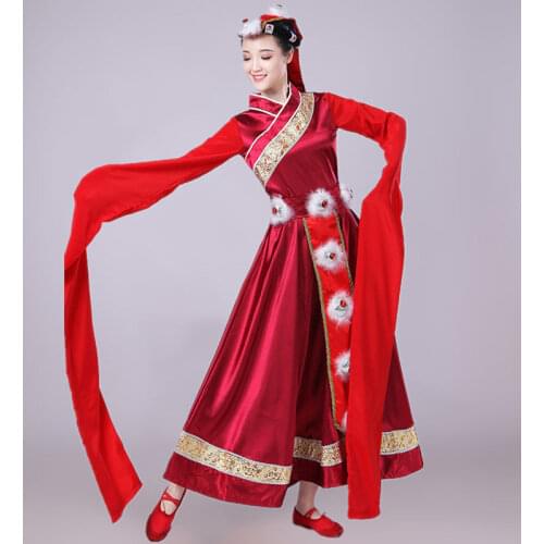 Mongolian Costume Clothes Chinese Folk Dance Costumes Clothing Dress Stage Dance Wear Performance Mongolian Dress