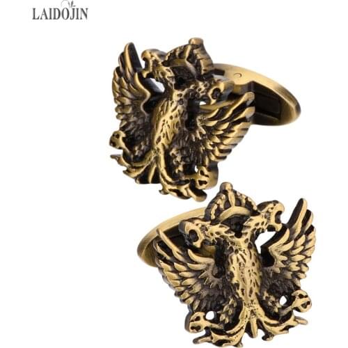 LAIDOJIN Vintage Metal Double-headed eagle Cufflinks for Mens High Quality Shirt Cuff links Brand Jewelry Wedding Groom Gift