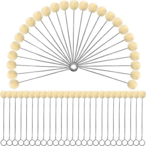 LMDZ 50Pcs DIY Leather Dyeing Wool Ball Brush 15cm Metal Handle Daubers Painting Assisted Leather Craft Making