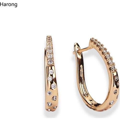 Hanreshe Copper Stud Earrings Fashion Jewelry Natural Zircon Romantic Round Exquisite Charms Earring Women Accessories Gift