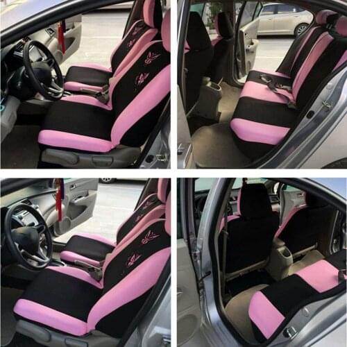 Butterfly Fashion Style Front Rear Universal Car Seat Covers Luxury Cute Pink Auto Vehicle Cars Seat Covers