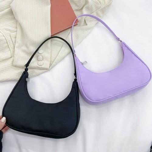 Fashion Women Pure Color Shoulder Underarm Hobos Bags Casual Ladies Zipper Small Purse Top-handle Handbag