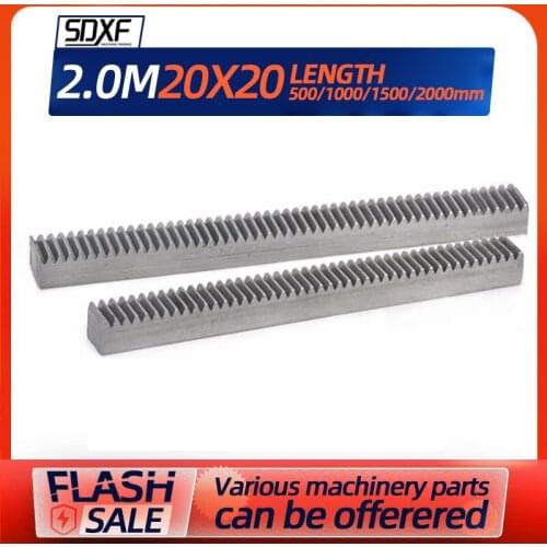 Modulus 2M Spur Rack 20*20 Pitch of length 500/1000/1500/2000mm Surface Blackened Treatment 45# Steel