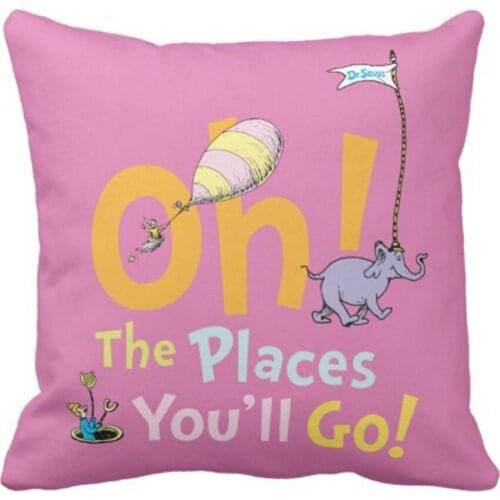 Row Pillow Cover Cute Youll Dr Seuss Oh Places You Ll Graduation Decorative Pillow Case Home Decor Square 18 x 18 Inch Pillowcas