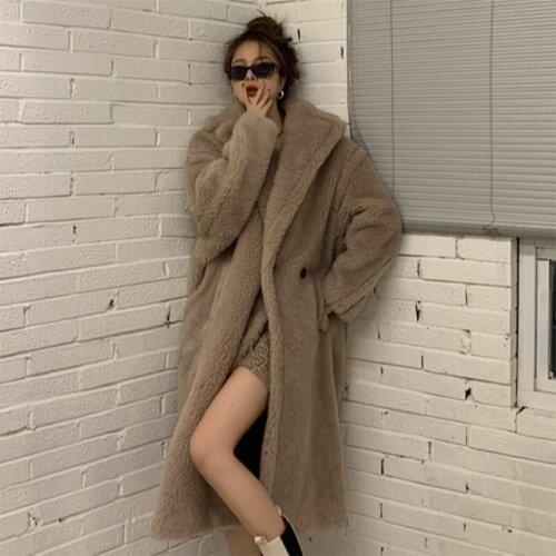 Narplo Overcoats New warm Plush mid long overcoat for women in winter