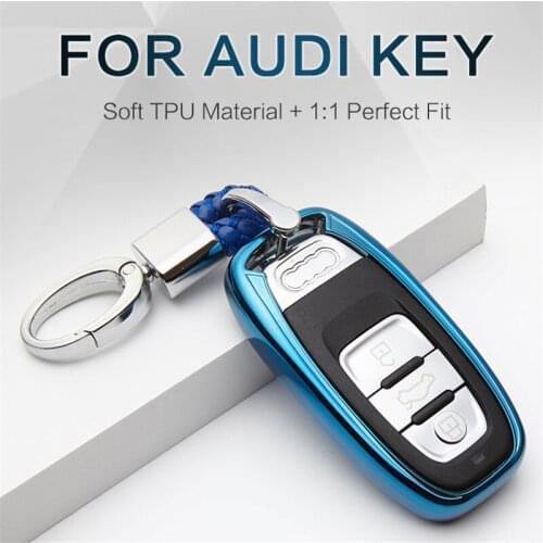New TPU Car Keyring Key Cover For Audi Q5 Q7 2007 2019 A3 8P A4 B6 B9 RS3 TT 8S A6 4F Key Protection Case Holder Accessories