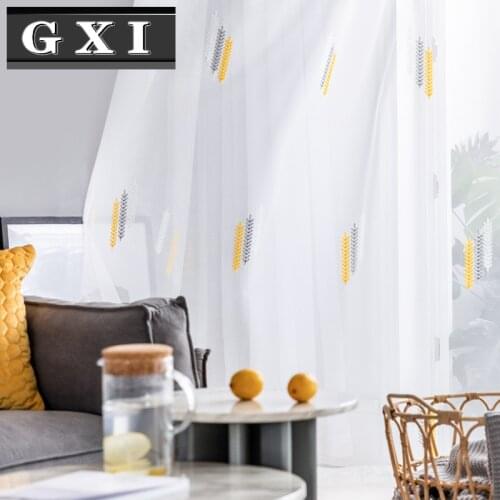 GXI Arrow Print Single Panel Sheer Curtains For Kitchen Kid Girls Bedroom Mesh Fabric Embroidered White Tulle