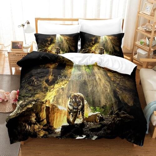 Scenery Tiger Bedding Set Animal 3d Duvet Cover Sets Comforter Bed Linen Twin Queen King Single Size Fashion Luxury Cool Gift