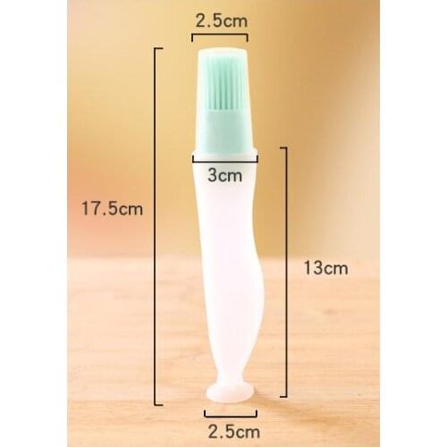 Portable High Temperature Resistant Seahorse Silicone Bottle Transparent Oil Barbecue Squeeze Oil Tank Brush with Suction Cup