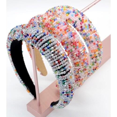 Ins Shiny Full Crystal Head Hoop Wide-Brimmed Headband Women Rhinestone Headband Sponge Point Diamond Hair Accessories Turban