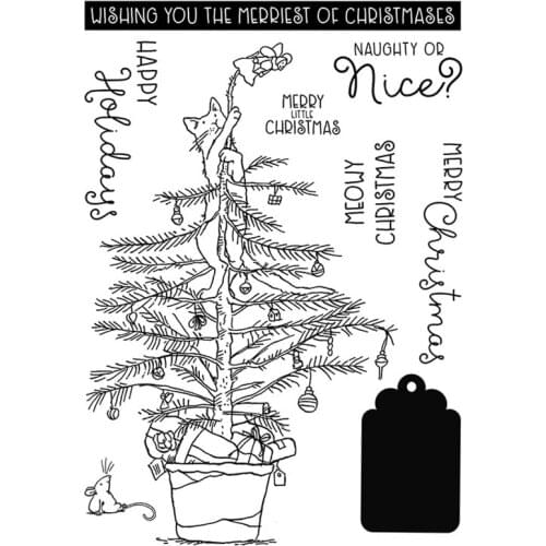 Christmas Tree Cat Transparent Clear Silicone Stamp Seal for DIY scrapbooking photo album Decorative clear stamps