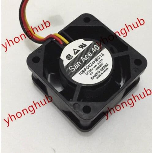 Sanyo Denki 109P0424H6D13 DC 24V 0.07A 40x40x20mm 3-wire Server Cooling Fan
