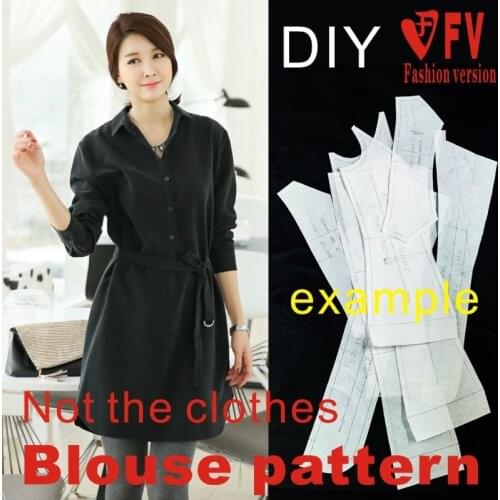 Sewing drawings womens long style casual loose shirt 1:1 clothing pattern BCY-34