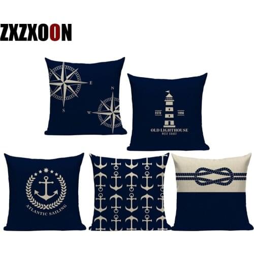 Nordic European Ocean Navigation Anchor Lighthouse Rope Throw Pillows Case Sofa Home Decor Cushion Cover for Living Room