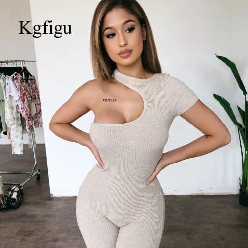 Summer Solid Jumpsuits Sport Streetwear short Sleeve Tracksuit Fashion Women Sexy Outfits Skinny Jumpsuits