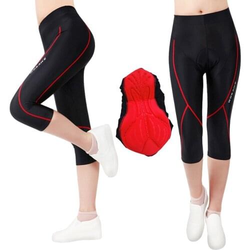 WOSAWE Motorcycle Cycling Pants Woman Breathable 3D Padded Bike Shorts Bicycle Tights 3/4 Pants Sport Cycling Motorbike Trousers
