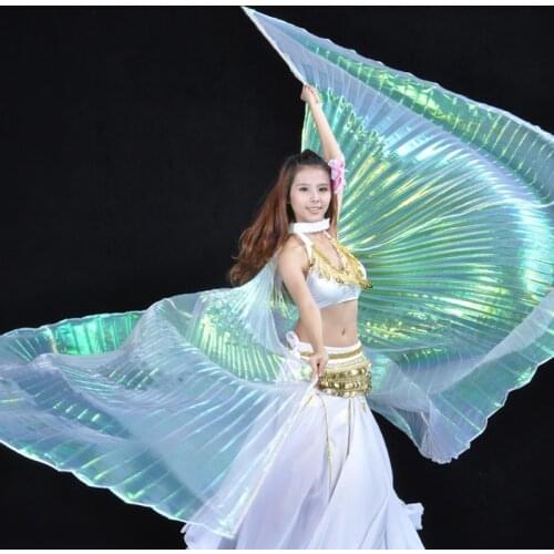 Belly Dance Wings Women Isis Wings Belly Dancing Angle Wings Gold Silver for Adult Girls 10Colors (No Sticks) Bellydance costume