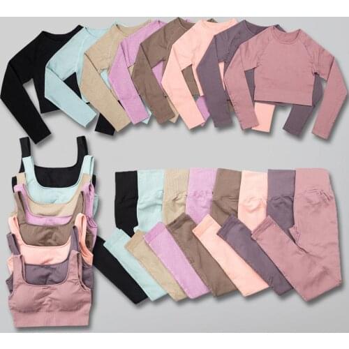 Women Tracksuit Seamless Yoga Suits Push Up Fitness Gym Clothing Sports Bras High Waist Leggings Workout Clothes 2 Piece Set