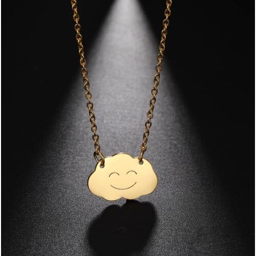Skyrim Cute Smiling Clouds Choker Necklace for Women Stainless Steel Gold Color Chain Necklaces Fashion Jewelry Girls Gifts 2021