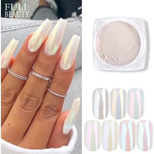 1Box Holo Pearl Shell Powder Nail Glitter Pigment Glimmer Chrome Dip Dust Mermaid Aurora Mirror Effect Manicure Decor CHB01-07-1