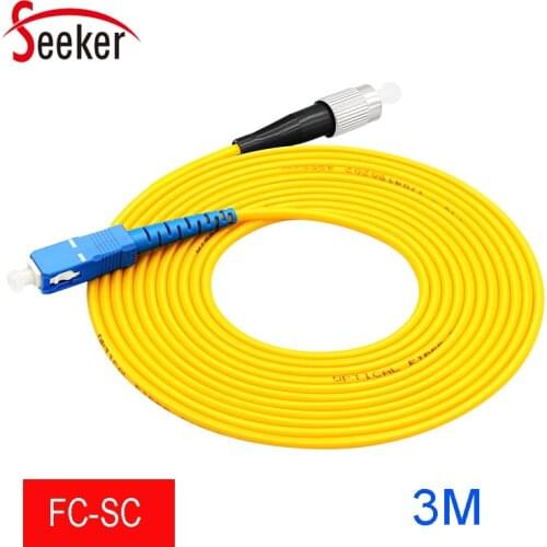 10pcs/lot Free Shipping 3.0MM 3Meters Simplex Mode Optic Fiber Cord FC-SC Patch Cord 3M Jumper Cable FTTH