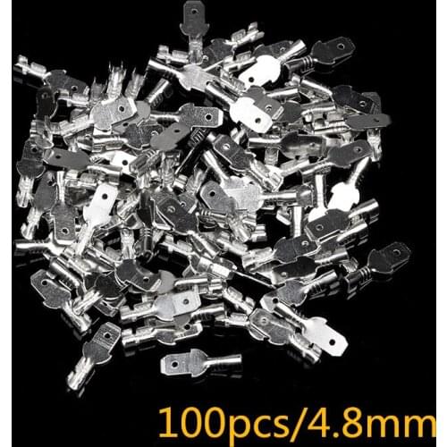 100Pcs 4.8mm Electrical Wire Insulated Crimp Terminal Connectors Silver 0.75-2.5mm2 Spade Terminal Wire Connector Kit