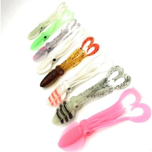 10PC12cm/15cm/18cm Fishing Soft Lure Luminous Squid Jig Fishing Tuna Lures Octopus Skirts Sea Fishing Wobbler Bait Lure Leurre