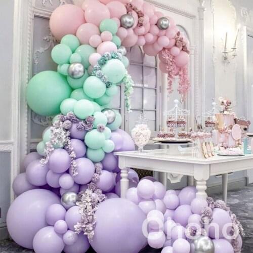 169pcs Pink Green Purple Silver Pastel Balloon Garland Arch Kit Baby Shower Kid 1st Birthday Party Decor Wedding Bridal marriage