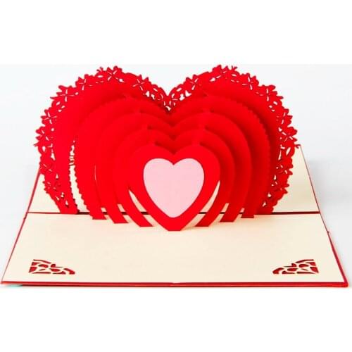 3D pop up laser cut greeting post cards for Valentines Day vintage kirigami origami with envelope thank you Love in the Heart
