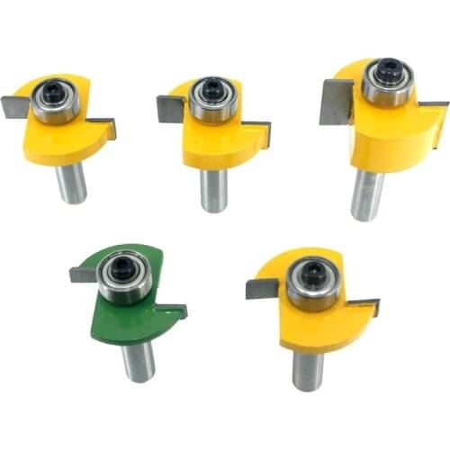 5pcs 8mm Shank T Slot Router Bit Bit with Bearing Wood Slotting Milling Cutter T Type Rabbeting Woodwork Tools for Wood MC02092