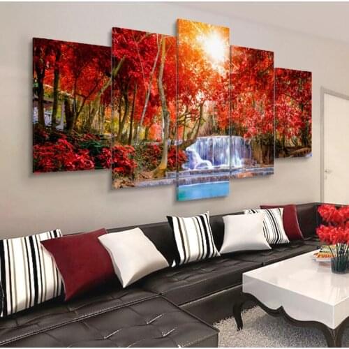 Canvas Painting Wall Art Hd Prints 5 Pieces Forest Landscape City View Home Decor Modular Room Background Pictures Modern Poster