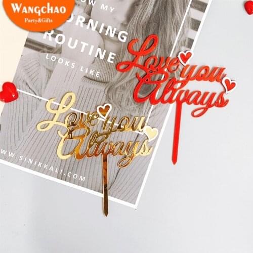 Acrylic Love You Always Love You Double Layer Cake Topper Valentines Day Baking Decoration Favors Party Supplies
