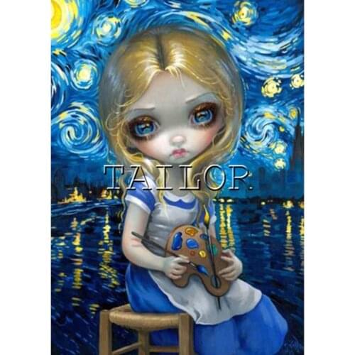 Full square Cross stitch cuadros 5d diamond painting Woman cartoon oil painting landscape kit complet embroidery dirll drawing 3
