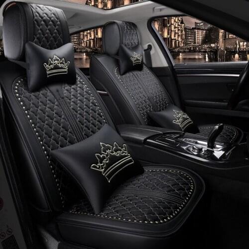 Crown Pattern pu leather car-seat-covers for kia all models kia rio 3 ceed sportage niro spectra soul stinger picanto optima Car