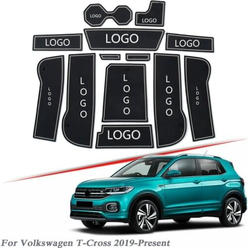Brand LOGO Car Styling For Volkswagen T-Cross 2019-2020 Gate slot pad Interior Door Groove Mat Non-slip dust Mat Accessories