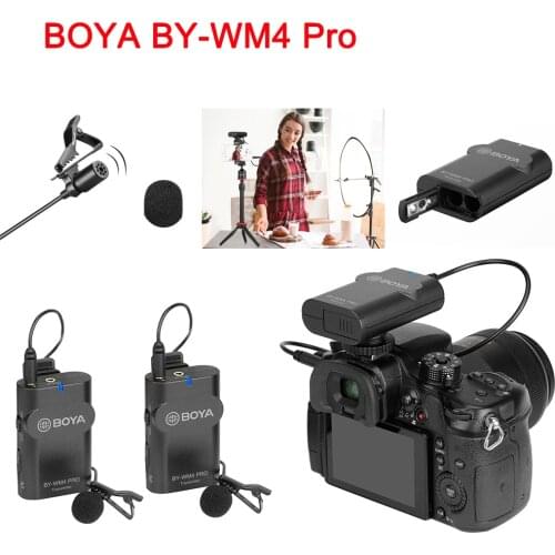 BOYA BY-WM4 Pro Wireless Microphone for DSLR Camera Phones System Transmitters Dual Channel Lavalier lapel Microphone Mic