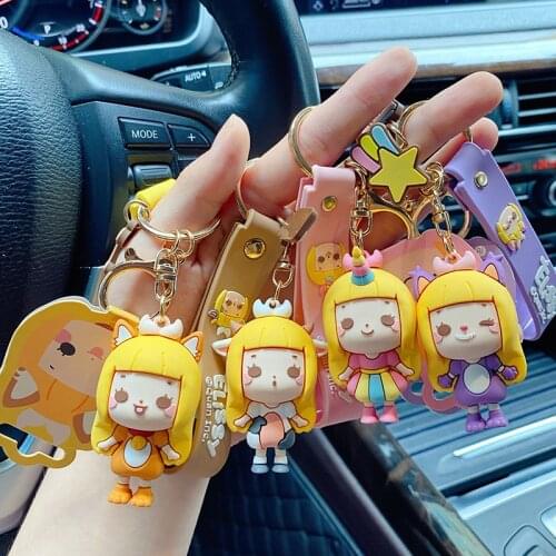 Cute Cartoon Animal Kawaii Car Keychain Female Handbag Pendant Key Chain Creative Cat Girl Simplicity Gift Keyring