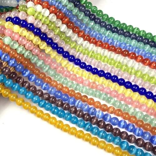 Natural Stone Beads Cat Eye Stone Loose Round Beads For DIY Necklace Bracelet Handiwork Sewing Craft Jewelry Accessory Making