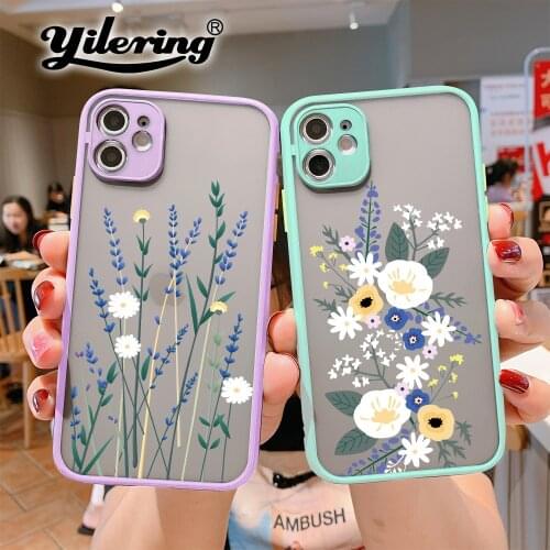 Flower Daisy Lavender Phone Case For iPhone 12 11 Pro XS MAX Mini X XR 7 8 Plus SE 2020 Transparent Shockproof luxury Cover Case