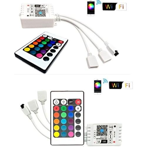 DC5V- 28V WiFi / RGB LED Controller Android IOS APP , IR 24Key Remote Control For 2835 5050 RGB LED strip