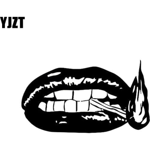 YJZT 13.6*7.8CM Decor Sexy Hot Girls Mouth Lips Vinyl Motorcycle Car Sticker Funny Decals Black/Silver C20-0078