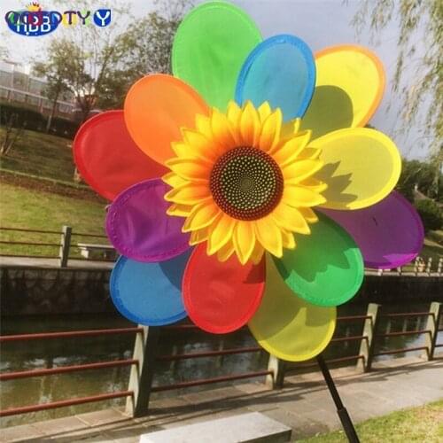 Kids Sunflower Rainbow Windmill Wind Spinner Whirligig Wheel Home Yard Decoration Hot-TwFi Nov