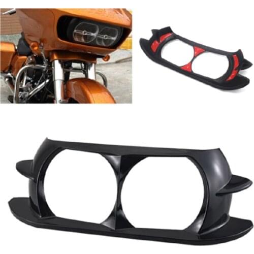 Motorcycle Dual Headlight ABS Fairing Trim Bezel Scowl Cover Black/Chrome For Harley Touring Road Glide Customs 2015-2019