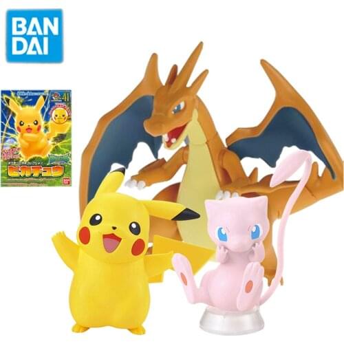 Bandai Original Pokemon Cartoon Figures Kids Toys Pikachu Charmander Mewtwo Assembly Model PVC Collections Action Figure Gifts