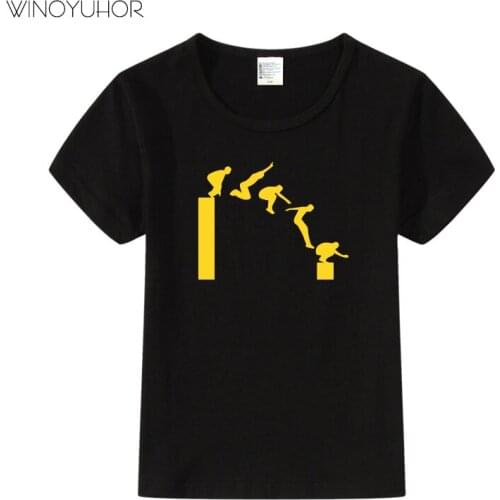 Parkour Free Running Print T Shirt Kids Summer Short Sleeve T-shirt Cotton Baby Boys Girls Hip Hop Tops Streetwear