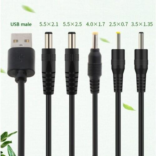 USB to DC Port Charging Cable Power Supply Cord Line DC/5.5x2.1 DC/5.5x2.5 DC/3.5x1.35 DC/4.0x1.7 DC/2.5x0.7 Connector AXYF