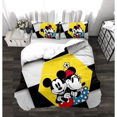Disney Mickey Mouse bed three-piece set 2021 bedroom household items cartoon style quilt cover